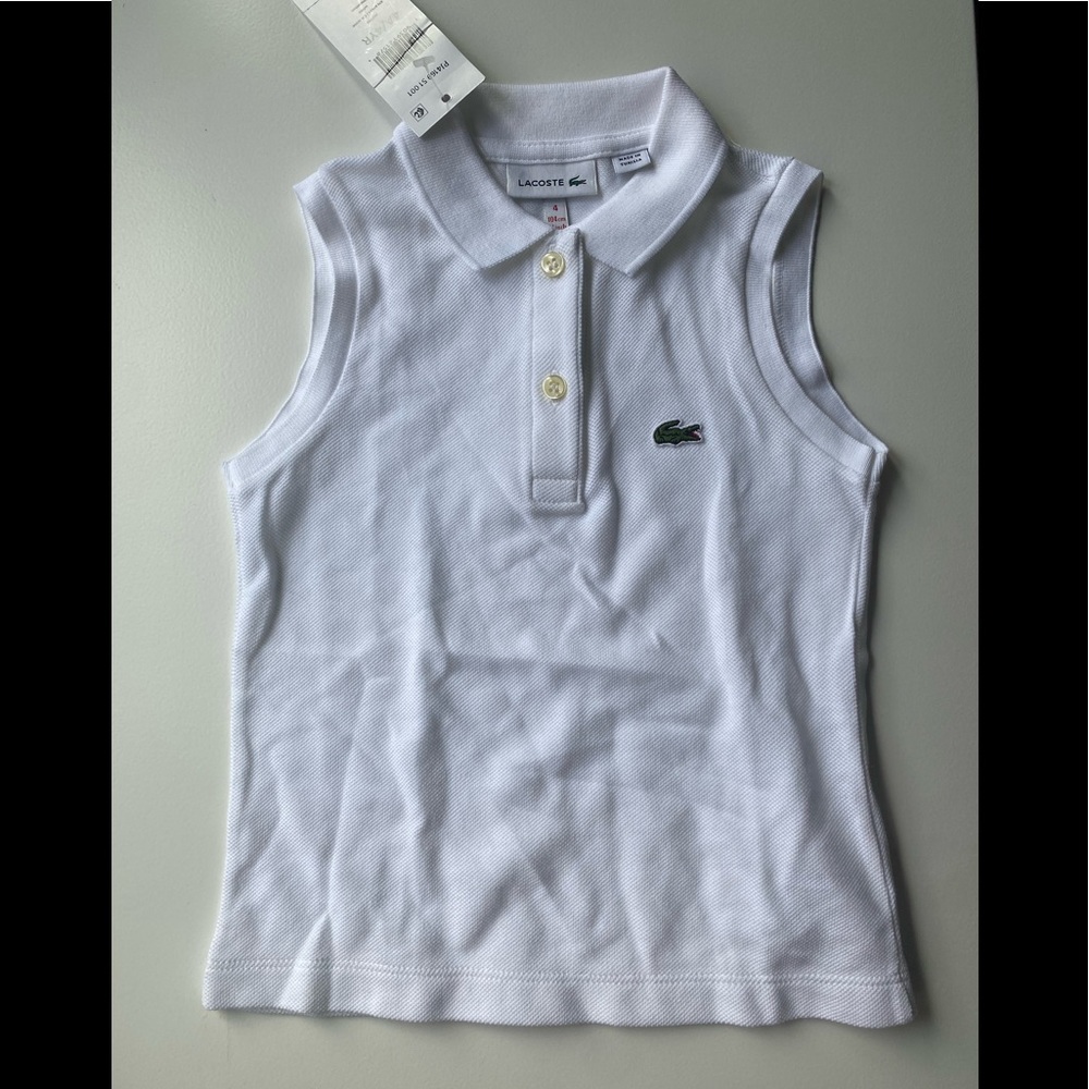 NWT LACOSTE Sleeveless Girls Polo - Size 4